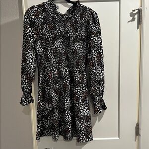 Vero Moda Black Floral Long-Sleeve Smocked Dress